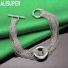 925 Sterling Silver Tassel Round Ring Side Chain Beautiful Bracelet Gift Jewelry