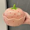 Strawberry Instant Noodle Bowl Creative Underglaze Cartoon Large-capacity Cover Bowl Household Ceramic Binaural Soup Bowl