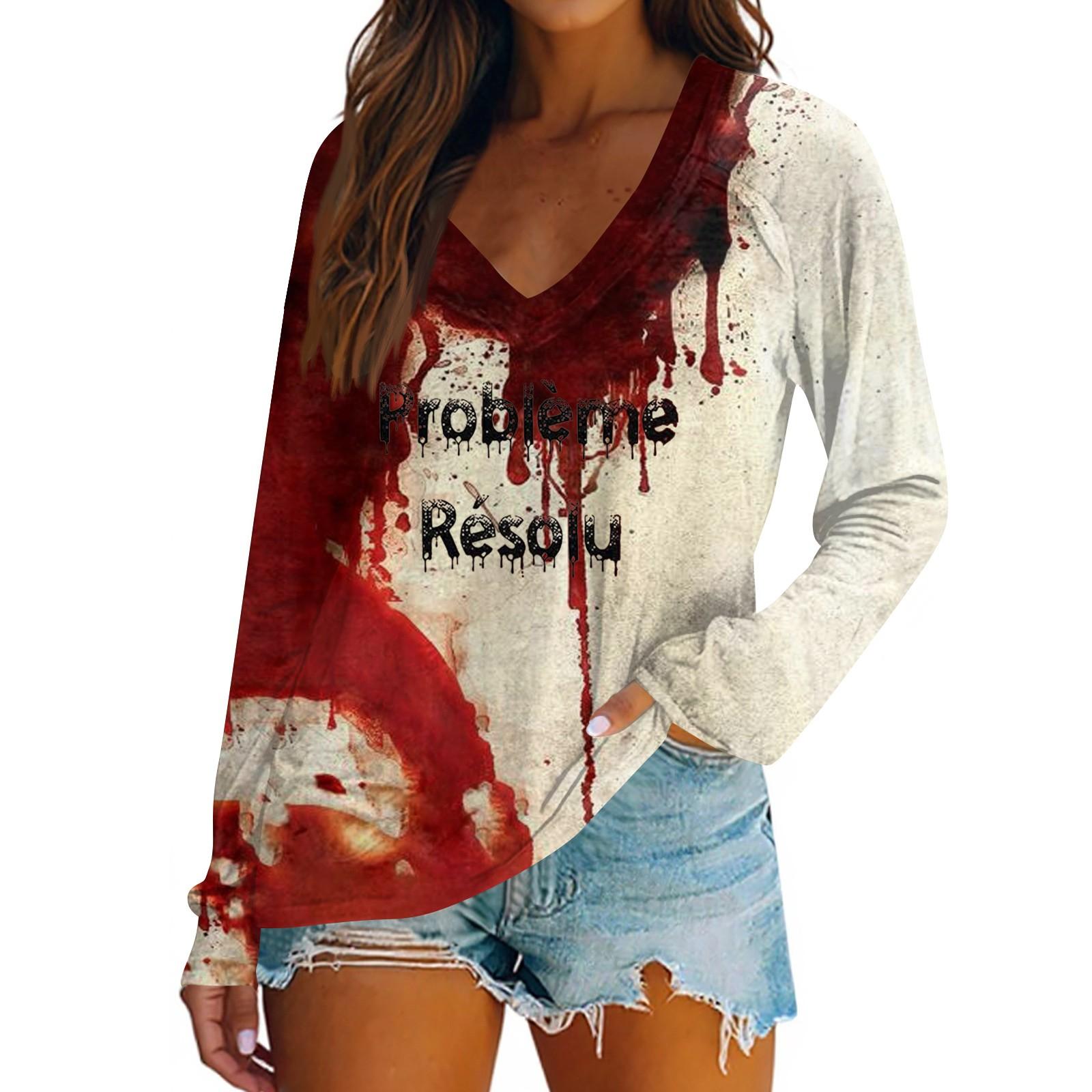 

Women s Casual Fashion Snowflake Printed Vintage Casual Print Long Sleeve V-Neck Pullover Top Blouse XXL