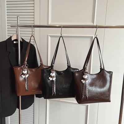 2025 Retro Women's PU Leather Tote - Large Capacity, Versatile & Simple Shoulder Bag for Casual Commute