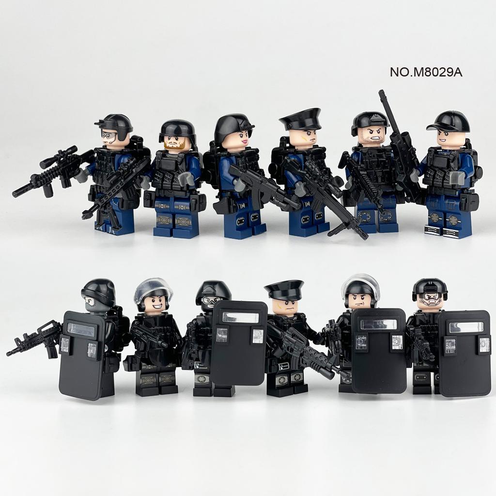 MOC Military Series Anti-terrorism Black Special Police Character Building Block Toys