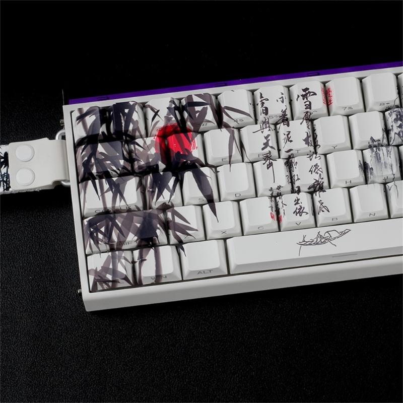 Bambuswald-Thema PBT Tastenkappen Originalprofil Farbstoff Sub Seitendruck Für 61 64 68 ANSI ISOs Mechanische Tastaturen