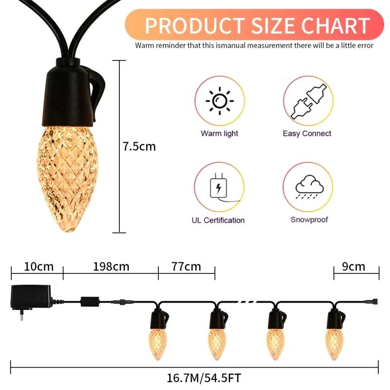 Warm White Light String Strawberry String Lights Suitable for Christmas Celebration Birthday Party Bar Cafe Decorative Light