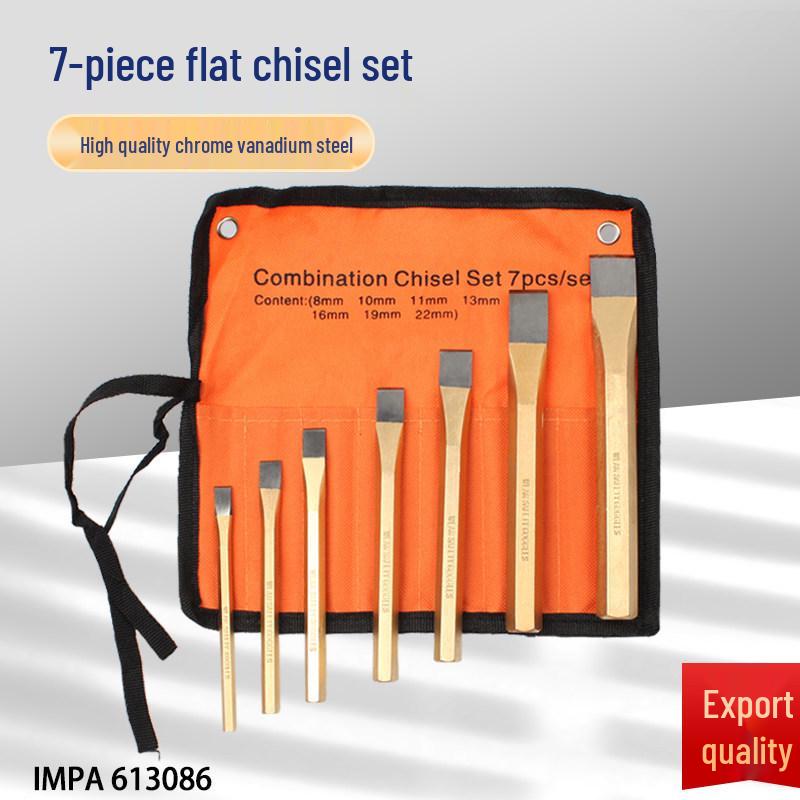 7-Piece Blacksmith Chisel Set: Flat & Pointed Steel Chisels for Metal and Stone.