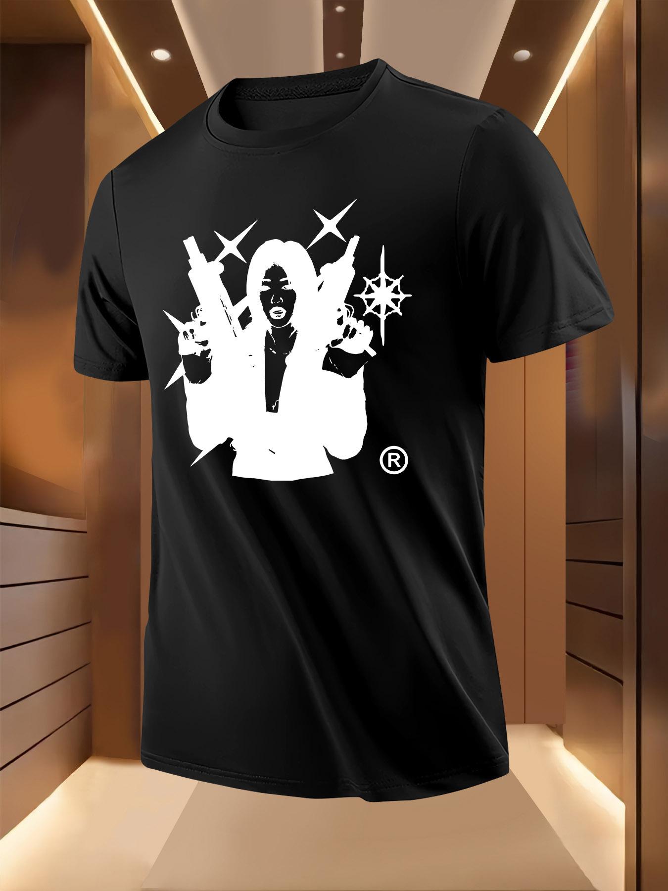 Tshirt with Gun Print - Breathable Lightweight Polyester S
