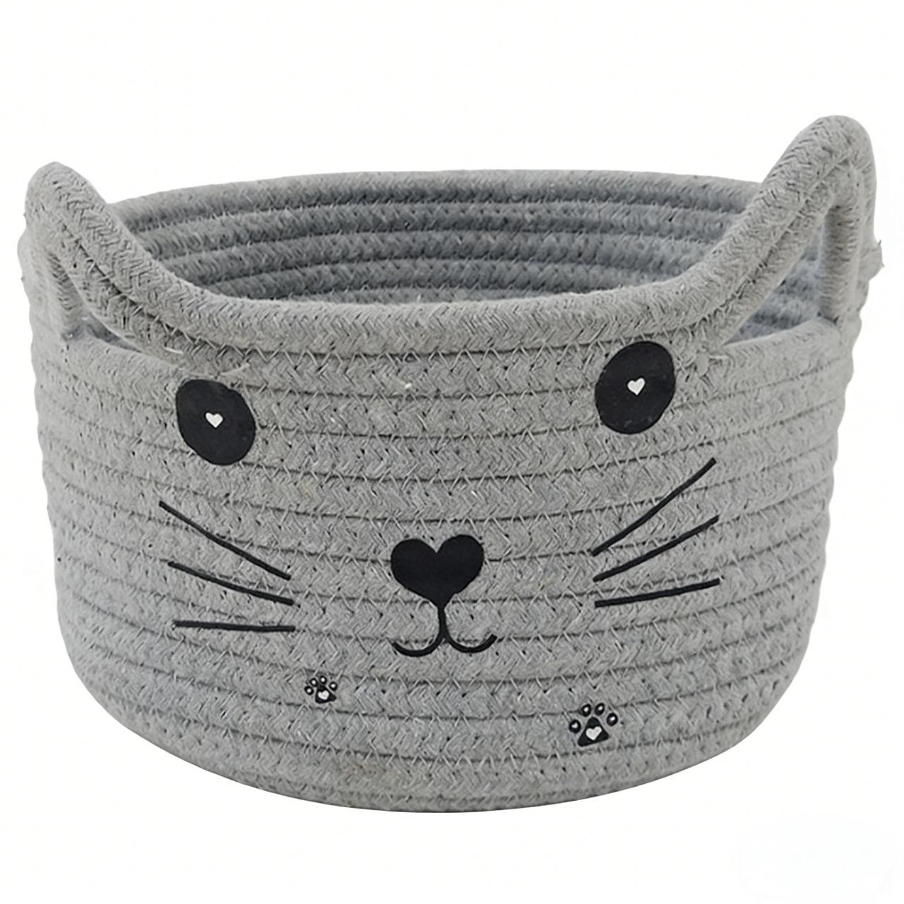 

Cotton Rope Woven Creativity Storage Basket Home Living Room Coffee Table Snack Storage Box Desktop Storage Basket for Cosmetics and Skincare Products 21*12cm 1pcs серый