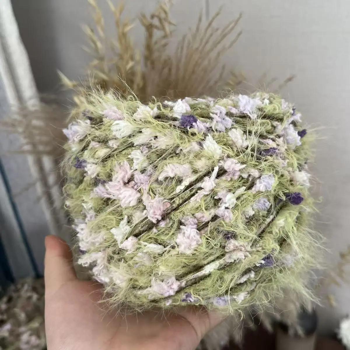 

250 г Пряжа из искусственного меха, Пряжа с цветами, Ручная смешанная пряжа для вязания, Для DIY Вязаной сумки, Куртки, Шарфа, Крючок для вязания, Рождественский подарок