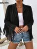 Damen Herbst Winter Neuer Stil Schlank Geschnitten Rüschen Langarm Mantel Jacke Warm Mode Elegant