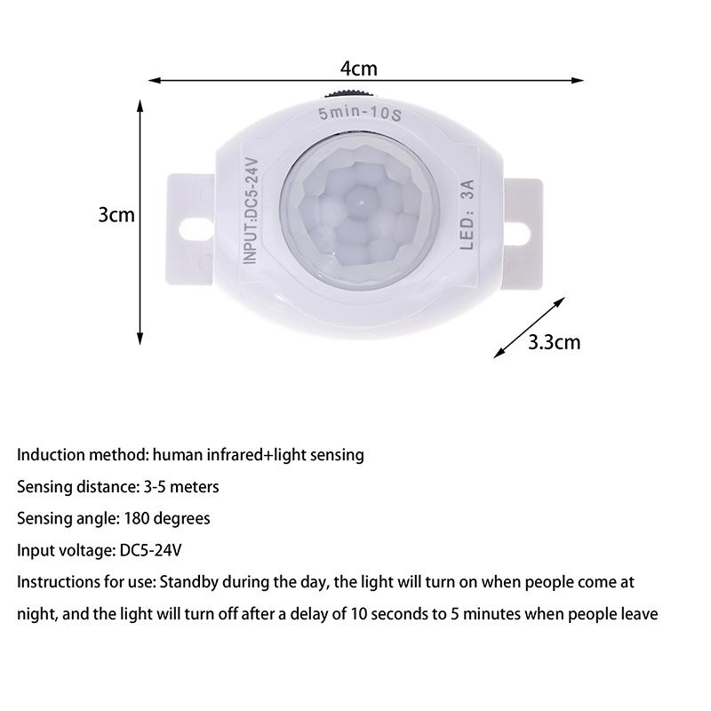 Motion Sensor Switch Dc 5V-24V 3A Activated Timer Automatic Movement Detector On Off Led Strip Light Pir Motion Sensor Switch