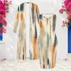 Women Plus Size Printed Two Piece Set Long Sleeve Open Front Cardigan Sleeveless Bodycon Dress