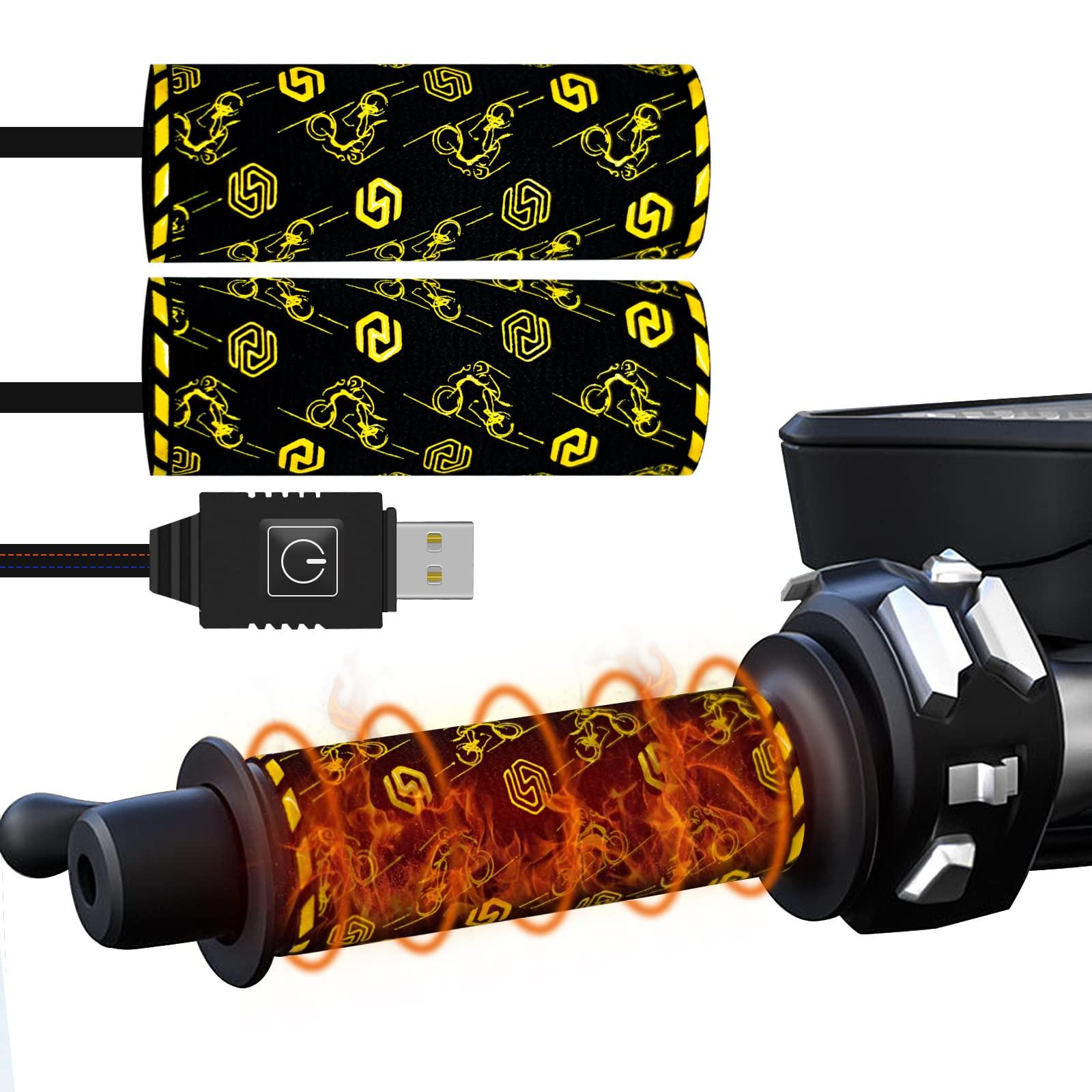 

Motorcycle grip heater with USB memory Velcro 6 temperature cold weather easy motorcycle grip heating cold weather protection function, closure,