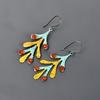 Carnelian Gemstone Drop Multi Electroformed Hook Earrings Jewelry Silver Finish V-99