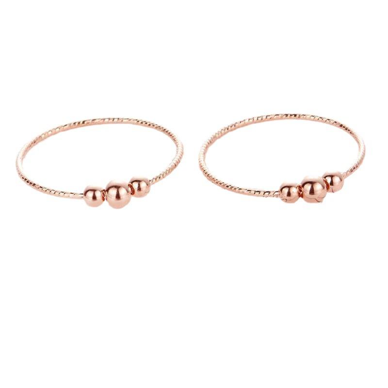 Purple Gold Three Round Beads Ring, Simple Temperament Color Gold Plated Rose Gold Ring