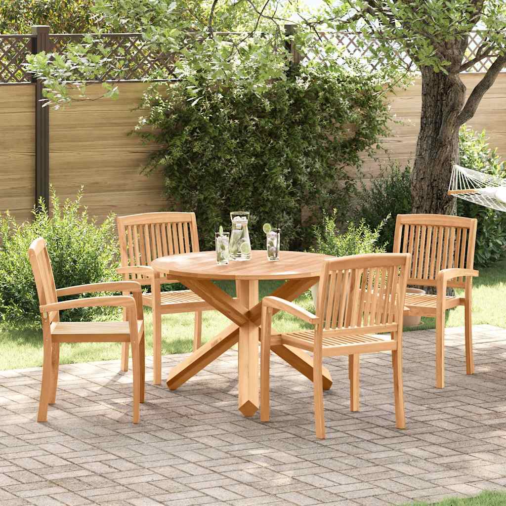 Outdoor Dining Set 5 pcs Natural Solid Acacia Wood