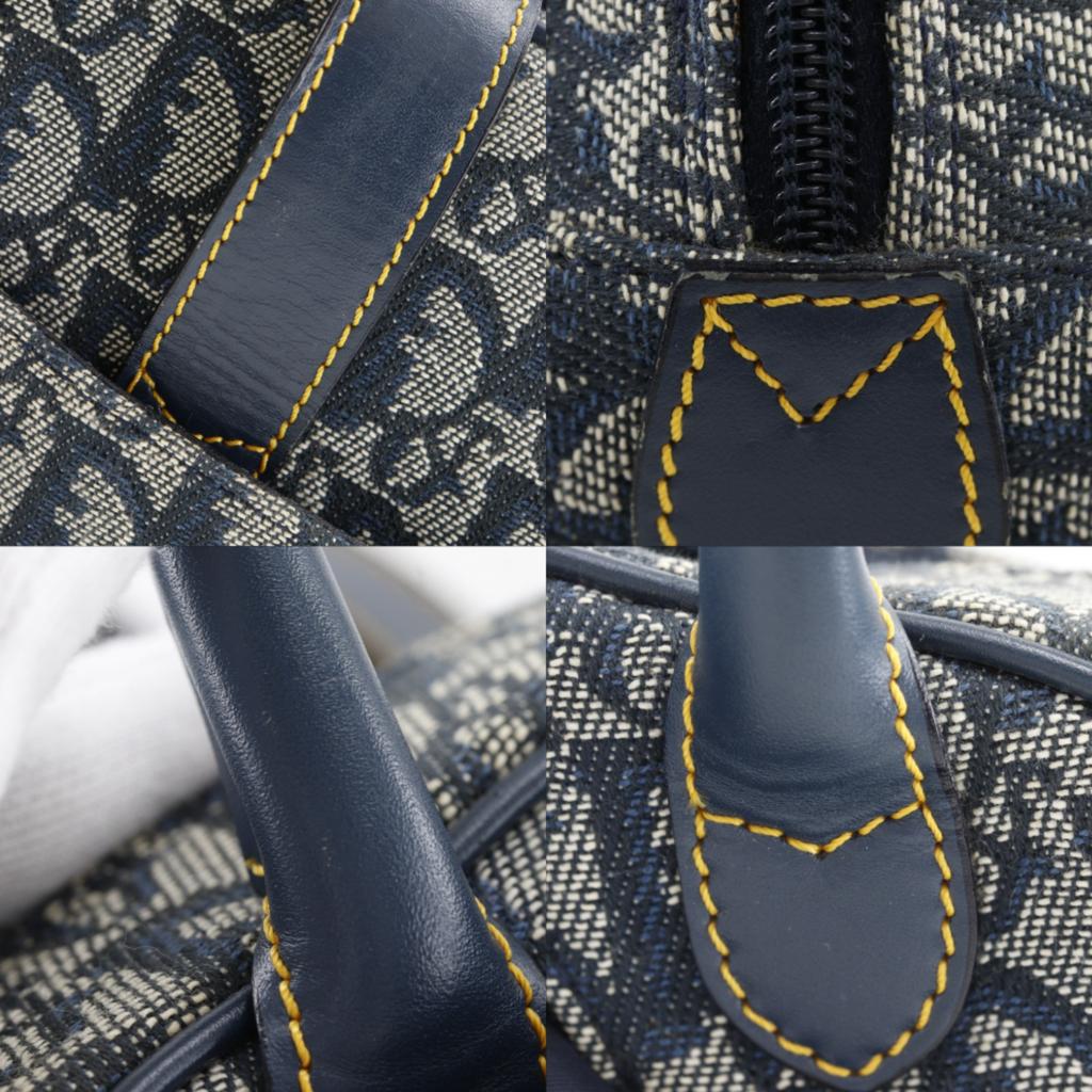Dior Double saddle Handbag Trotter Navy blue canvas Women Used