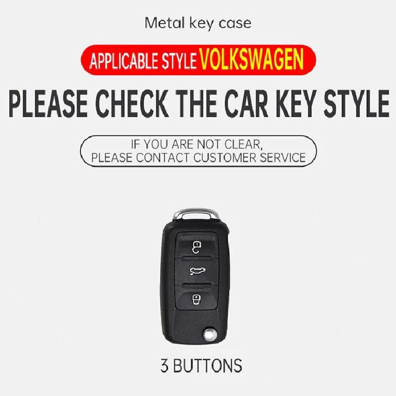 KTDJ9 Zinc Alloy Leather Car Key Case for Volkswagen Polo Golf Passat Tiguan Beetle Caddy T5 Up Eos Skoda Octavia Seat Leon Altea