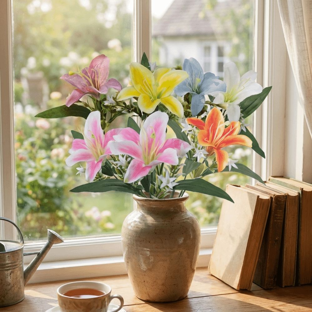 Plastic Simulated Flower Handmade Silk Fake Bouquets Centerpiece Fake Flowers  Wedding Decor