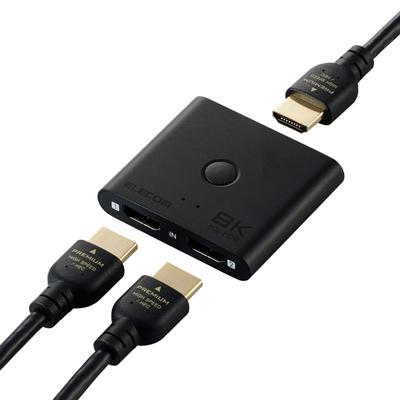 ELECOM HDMI 8K 2 Slim Compatible with Nintendo Fire TV Switcher, 60Hz, Inputs/1 Output, Bidirectional, (12mm), PS5/PS4, Switch, Stick, Etc.