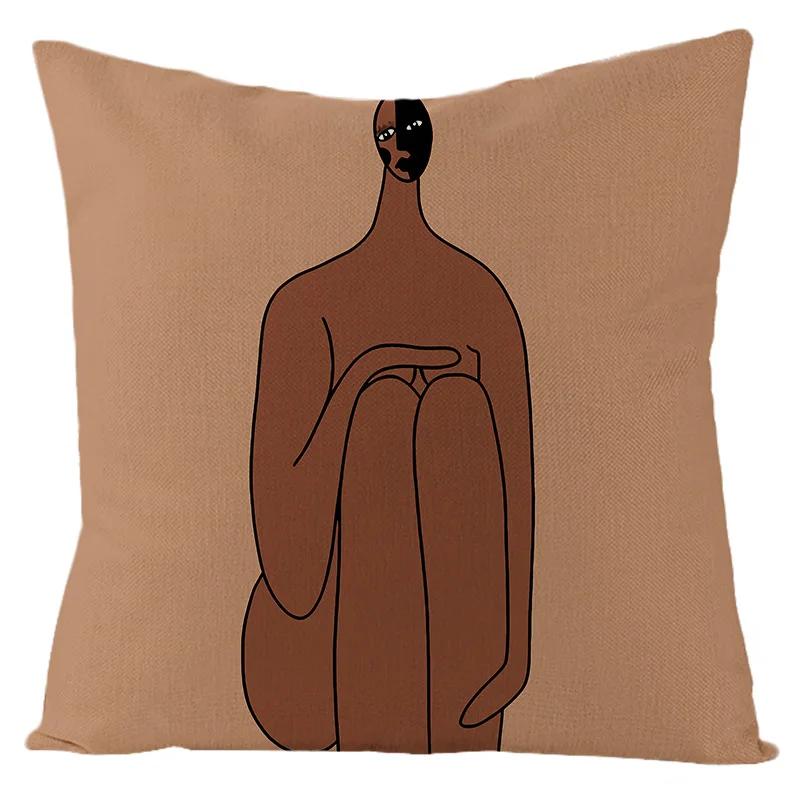 Nordic Abstract Linen Pillowcase Home Sofa Bedside Cushion Pillowcase 45x45cm Home Fashion Art Painting Printed Pillow Case