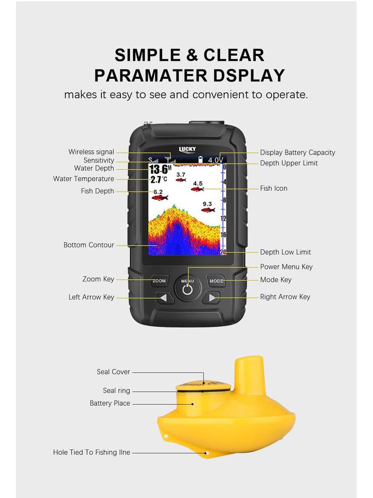 LUCKY Wireless Portable Color Screen Smart Sonar Fish Finder