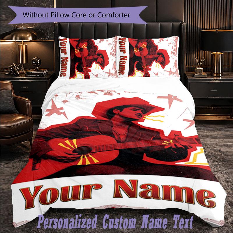Personalized 3Pcs Bedding SetBruno Mars Custom Text Duvet Cover Pillowcase Set Bedroom Gift