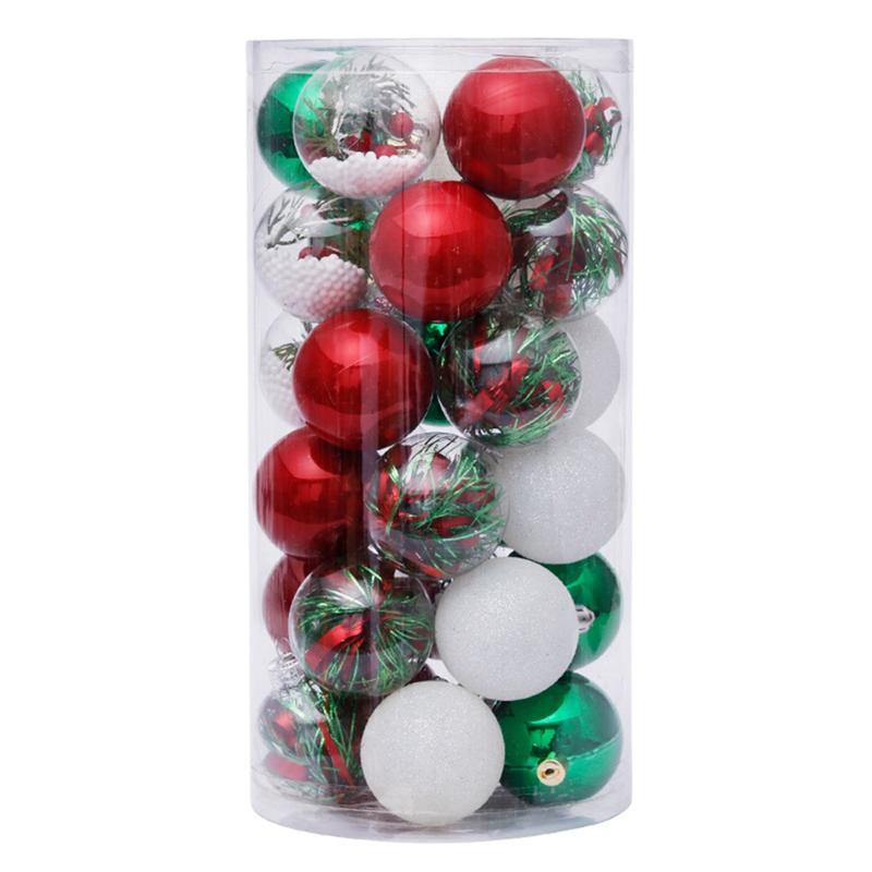 ABMH-30PCS Christmas Decorations 6Cm Transparent Ball Christmas Ball Set Christmas Tree Pendant