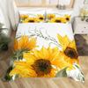 Sunflower Duvet Cover Set Yellow Flower Bedding Set Sunflower Botanical Floral Garden Bloom Print on Black Polyester Quilt Cover
