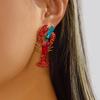 Ocean Series Lobster Earrings Enameled Metal Ear Jewelry Cute Animal Earrings  for Girls Ladies