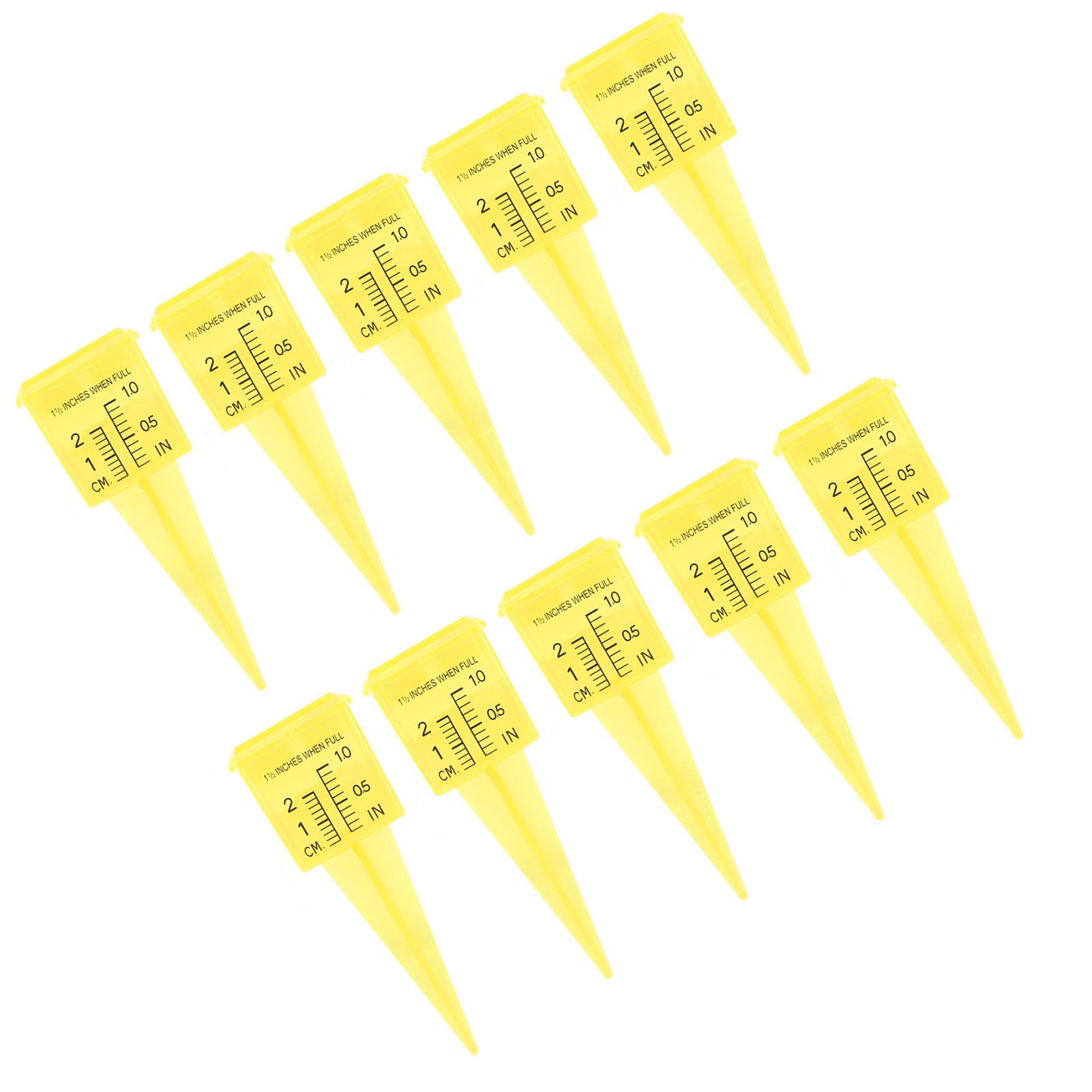 

10 PCS Rain Gauge with Numbers Yellow ABS 1.5in Rain Measure Gauge for Deck Lawn
