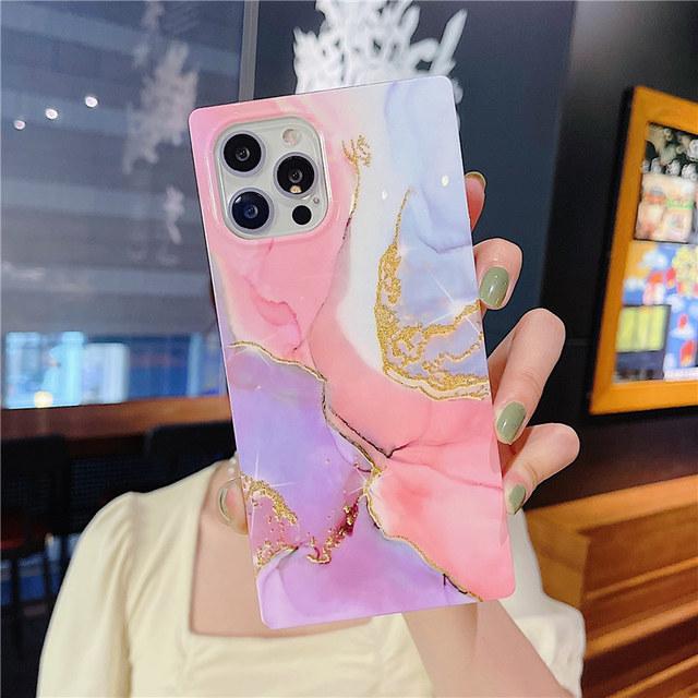 Gradient Marble Texture Phone Case For Iphone 12 11 13 Pro Max Xr Xs Max X 7 8 Plus 12 Pro 11 Shockproof Hard Bumper Back Cover