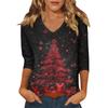 Women's Casual Fashionable Sexy Comfortable V-Neck Christmas Three-Quarter Sleeve Top
