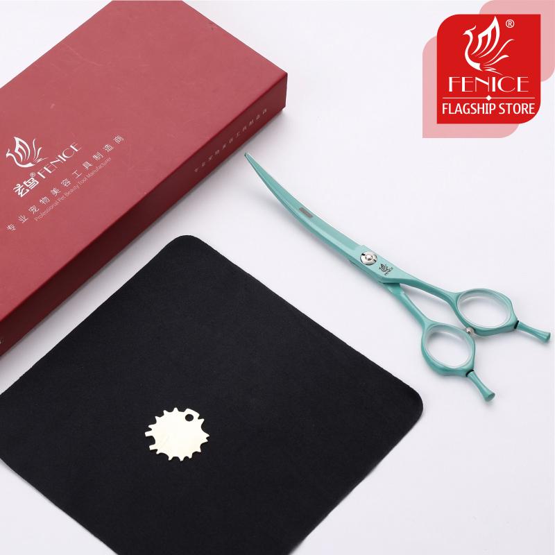 Fenice Professional JP440C Colorful 6.25&7.0 Inch Curved Grooming Scissors Pet Trimming Scissors for Dogs Cats