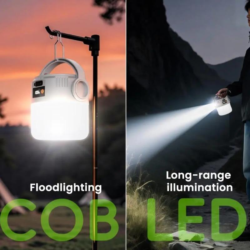 Solar LED COB Camping Lights Lightweight Camping Lantern USB/Solar Rechargeable Waterproof Lamp For Outdoor Home Hiking Night