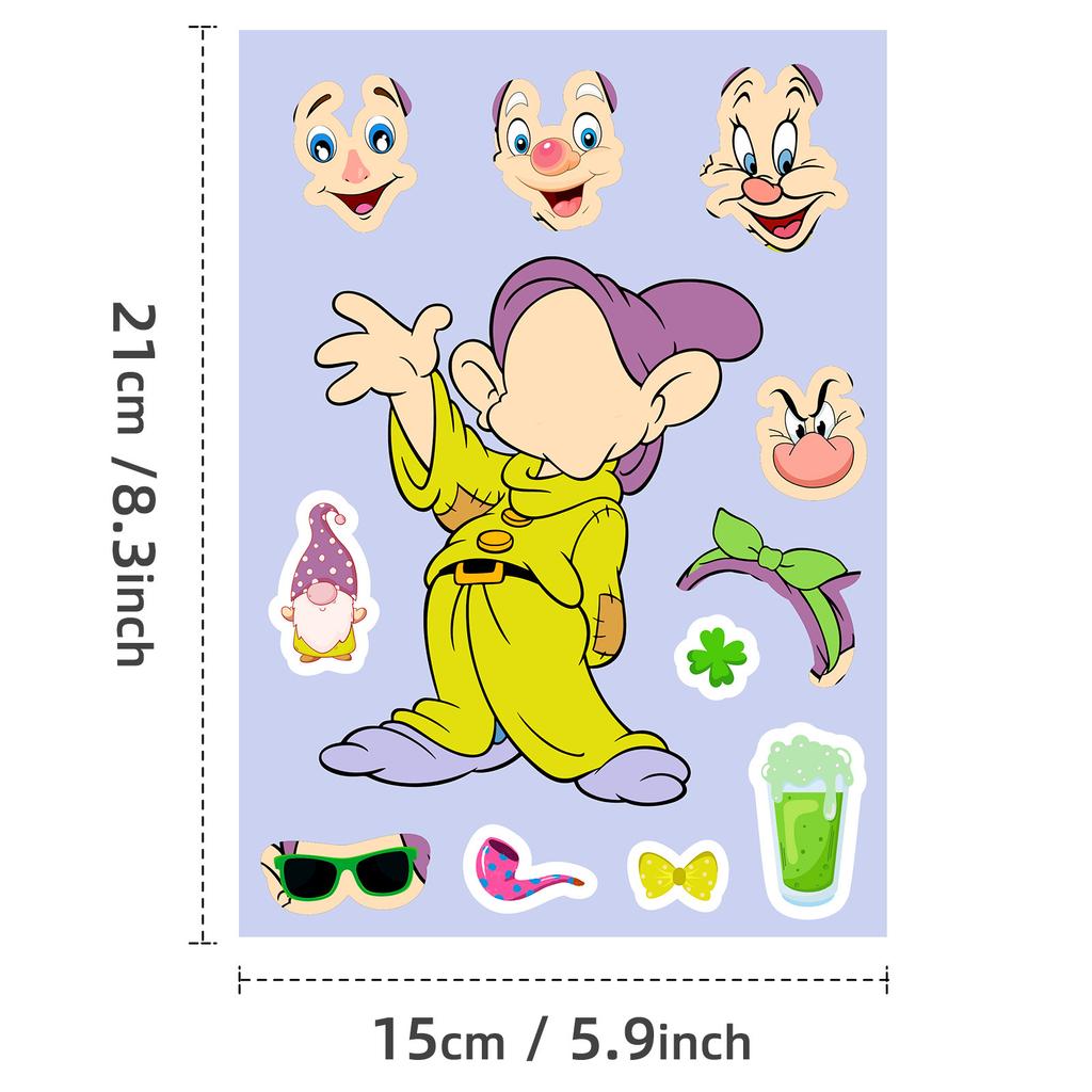 Boutique 6 Pack Dwarf Face Changer Puzzle Sticker Diy Children'S Craft Lesson Game