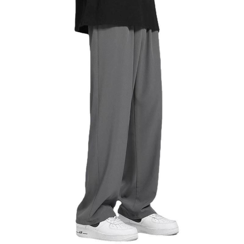 Men Summer Ice Silk Casual Pants With Drawstring Waist For Youth Comfort Fit