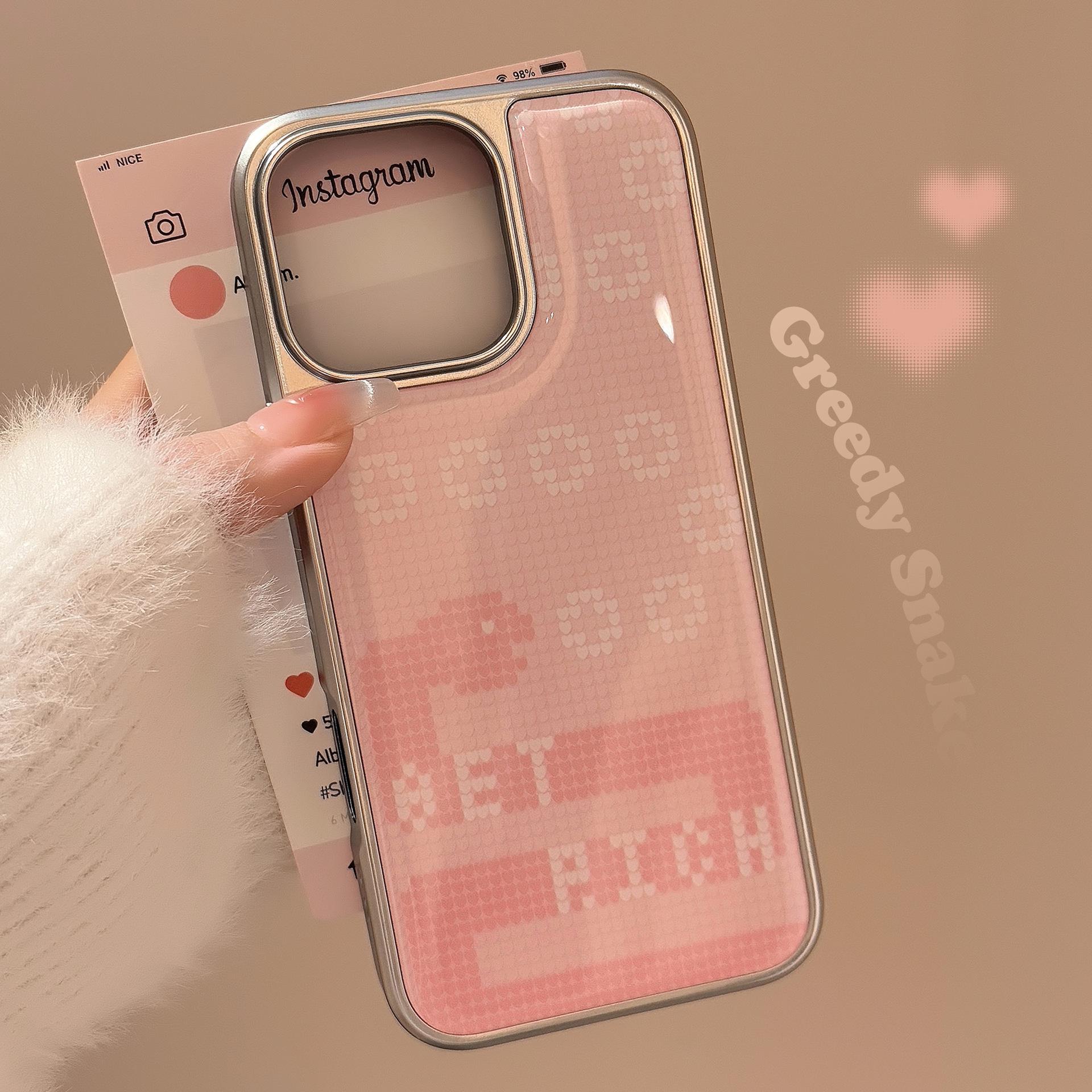 

Pink Snake eating Suitable for 16 Apple 15 Promax Mobile Phone Case Iphone 14 Electroplated Dripping Glue 13 National Style Huawei Samsung S25ULTRA