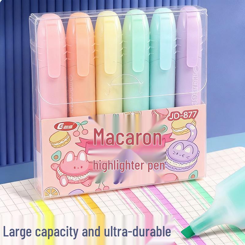 Large-Capacity Macaron Highlighter Set: 6-Color Student DIY Graffiti & Journal Pens