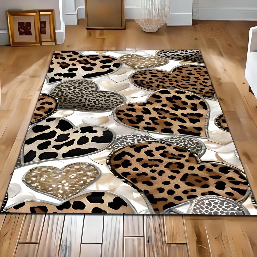 Striped Checkered Carpet Leopard Checkered Red Lip Foyer Carpet Nordic Style Bedroom Warm Decoration Rug Valentine's Day Gift