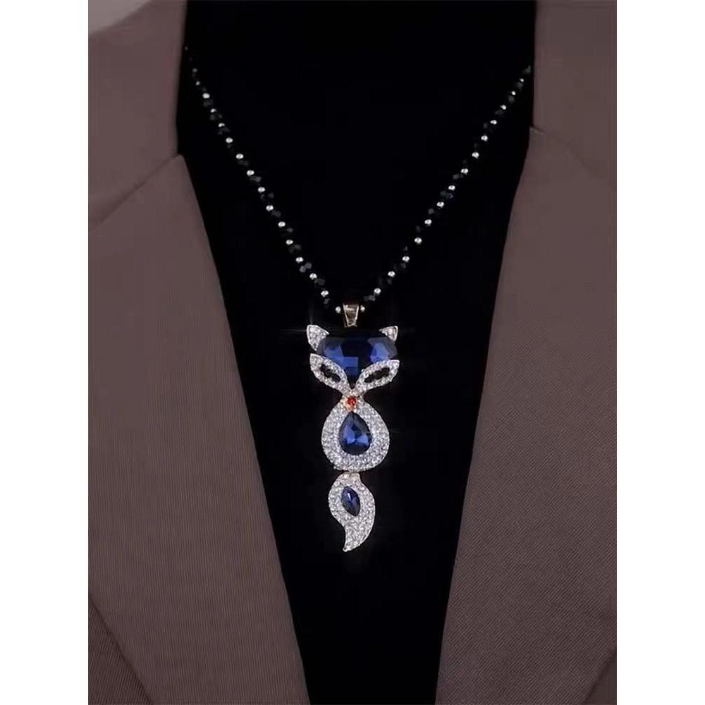 Sweater Chain Long Autumn and Winter Necklace Women's Simple High-end Clothes Accessories Retro Crystal Geometric Modeling Retro Style