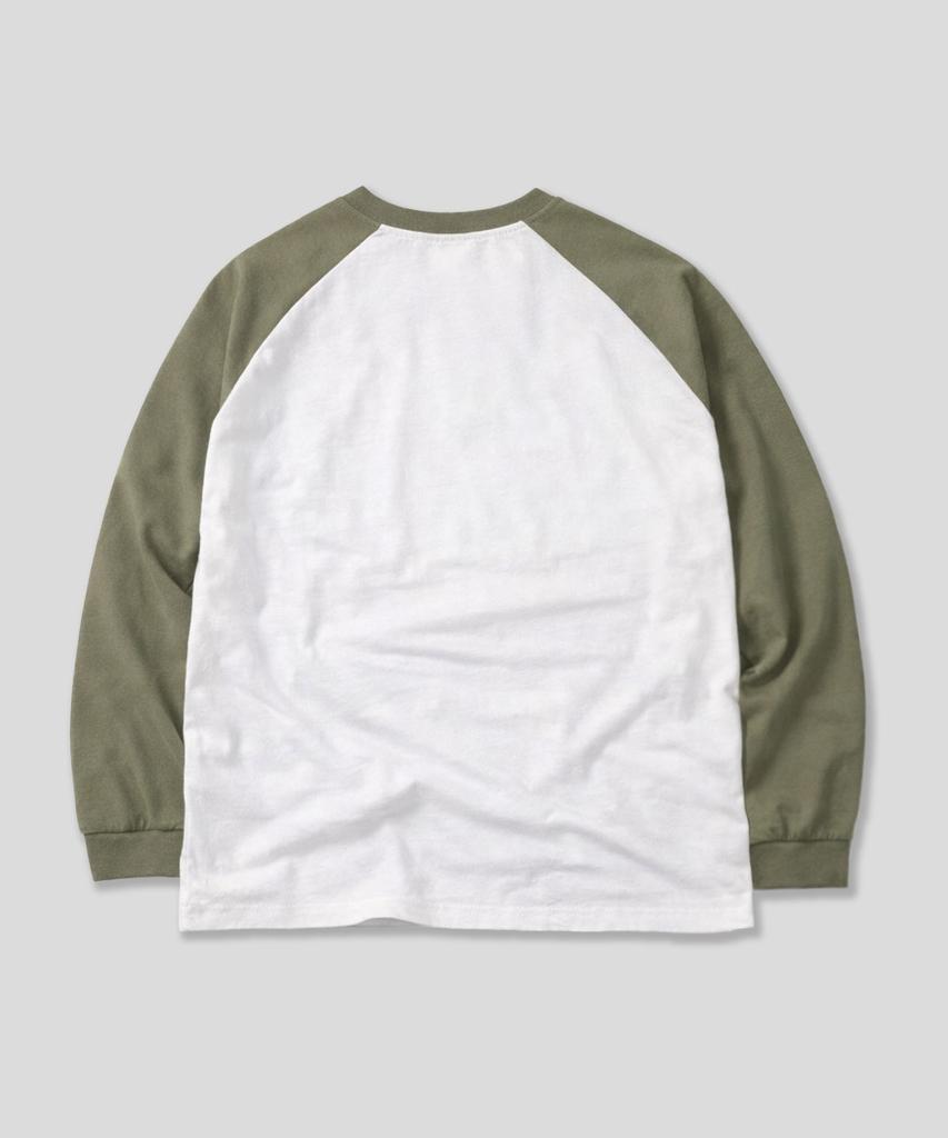 POLYGRAM Oversized Raglan Long Sleeve T-Shirt - Ivory/Khaki