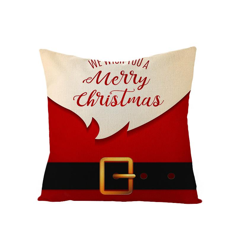 Cartoon Printed Polyester Pillow Cover Christmas Cushion Cushion Cover Red Christmas Home Decoration