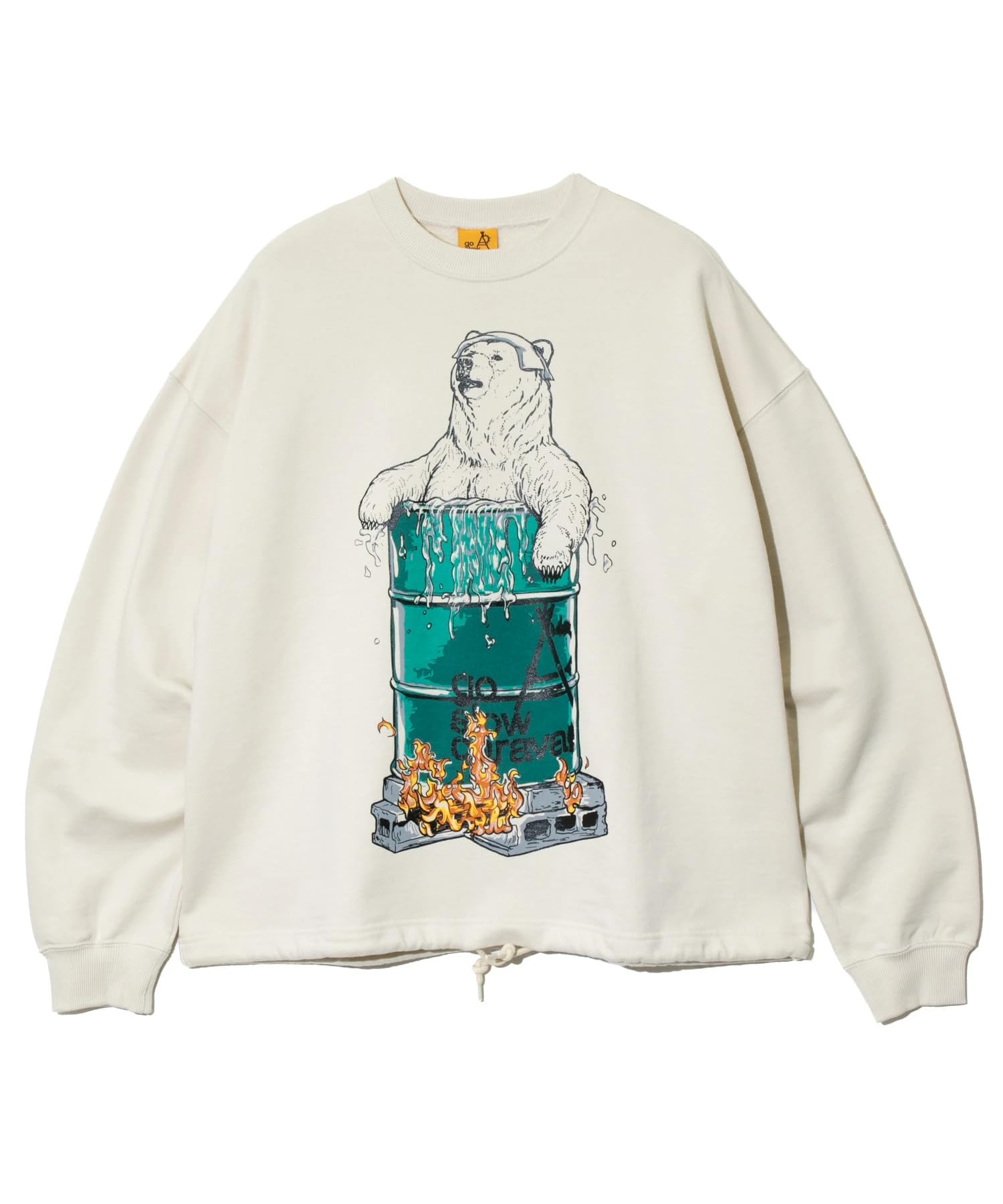 

332610 Флис Air-Spun Барабан Банка Ванна Медведь Подол Шпиндель Коробка Крутая Футболка, Слоновая кость, Средний