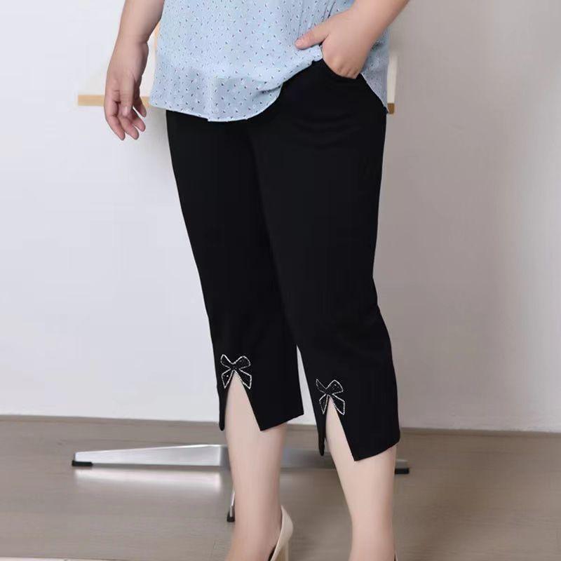 Spodnie Letnie Cienkie Damskie Plus Size z Wysokim Stanem Siedmiopunktowe Luźne Wyszczuplające Spodnie Damskie