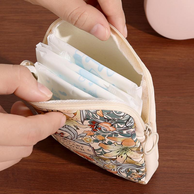 Creative PVC Sanitary Pads Bag Large Capacity Multipurpose Cosmetic Bag Portable Coin Purse Fashion Earphone Small Storage Bag