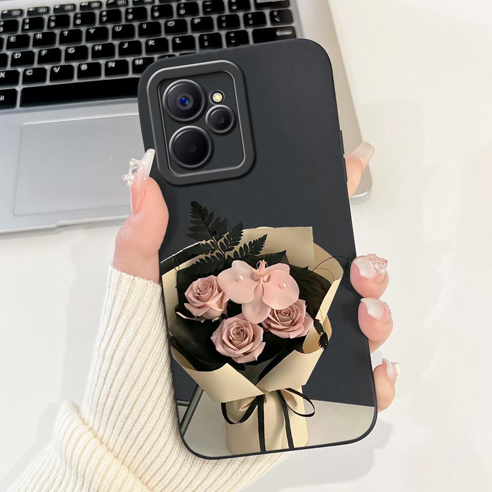 For Realme10 5G China RMX3663 Cover For Realme 10 5G Case Silicone Luxury Fashion Flowers Kawaii Cute Cat Shockproof Phone Case