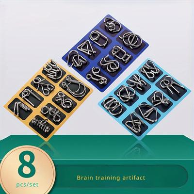 8 Stück/Set Verschiedenes Muster Metalldraht Puzzle Interessantes IQ Gedächtnis Gehirn Teaser für Lernspielzeug