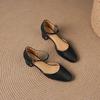 Krazing Pot Pelle Vera Punta Tonda Tacco Sottile Scarpe Estive Monocolore Taglia Grande 42 Cinturini con Fibbia Donna Scarpe Basse