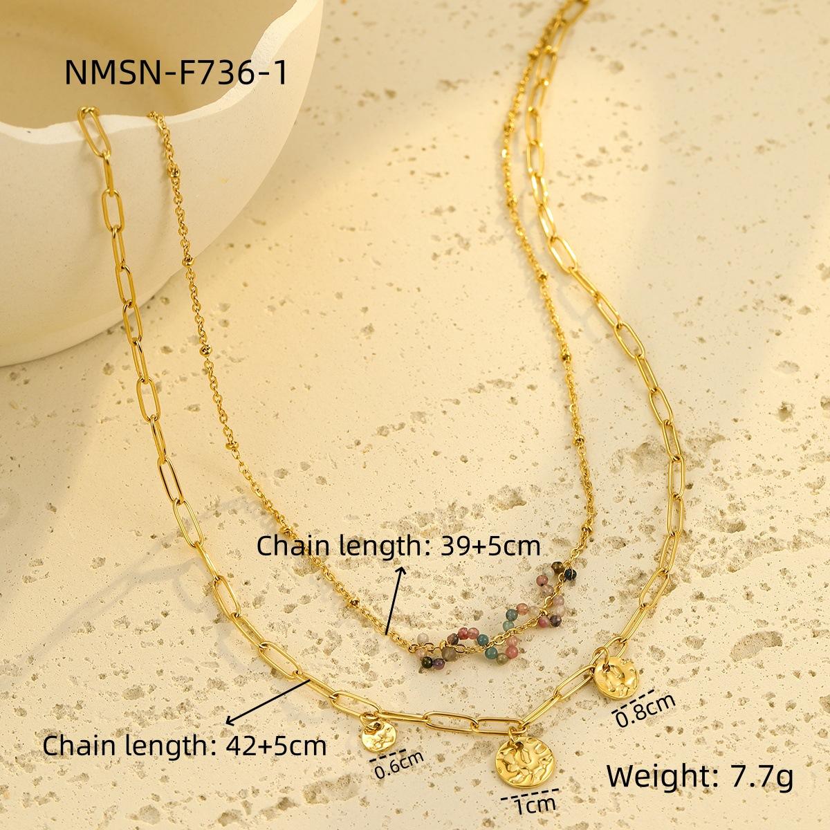GEMCHIC Women s Stainless Steel Natural Stone Layered Necklace Bracelet Set