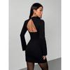 Spring European and American new women's clothing style temperament sexy slim basic split half turtleneck dress women