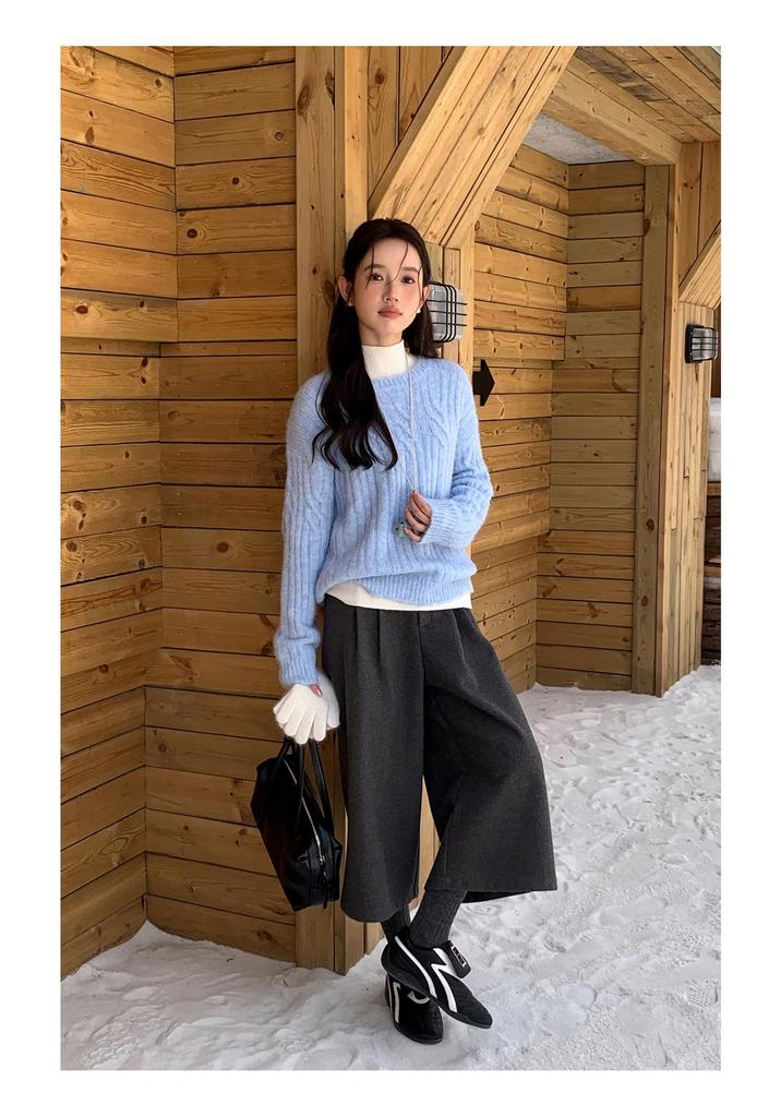 Jiu'er Women's Chunky Knit Winter Sweater with Scarf - Cozy Ribbed Style 0733